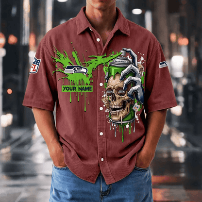 [SPECIAL OFFER] NEW CUSTOMIZED NFL06 SSH SEATTLE SEAHAWKS SEERSUCKER BUTTON SHIRT