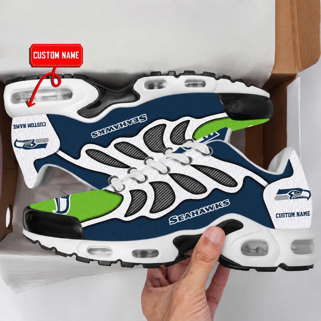 LIMITED EDITION - NEW CUSTOMIZED NFL06 SSH SEATTLE SEAHAWKS AIR MAX PLUS SNEAKERS