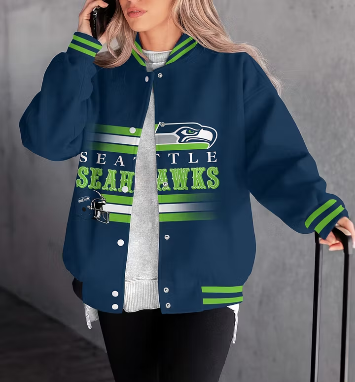 LIMITED EDITION - NEW CUSTOMIZED NFL06 SSH SEATTLE SEAHAWKS SATIN VARSITY & BASEBALL JACKET