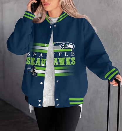 LIMITED EDITION - NEW CUSTOMIZED NFL06 SSH SEATTLE SEAHAWKS SATIN VARSITY & BASEBALL JACKET