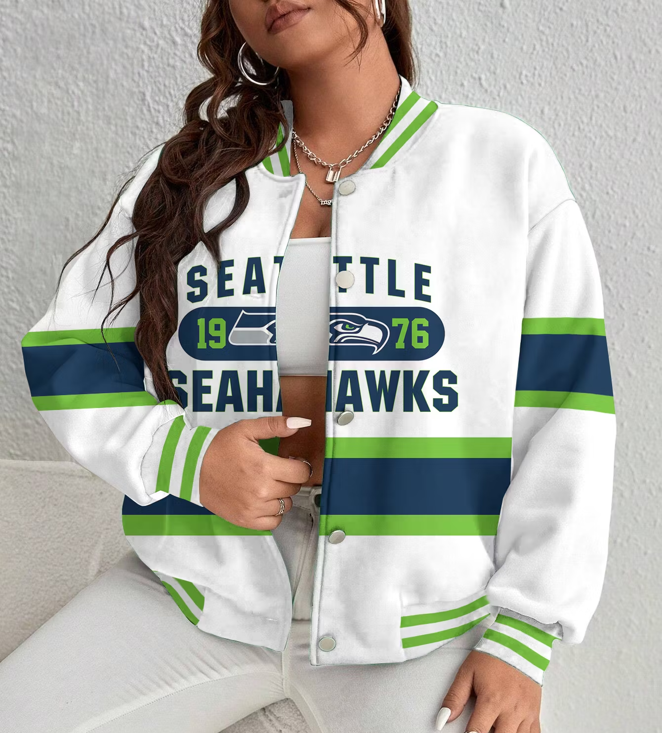LIMITED EDITION - NEW CUSTOMIZED NFL06 SSH SEATTLE SEAHAWKS SATIN VARSITY & BASEBALL JACKET