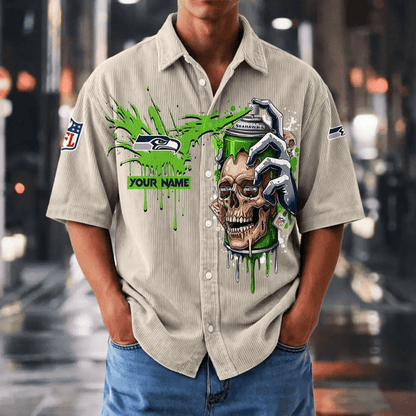 [SPECIAL OFFER] NEW CUSTOMIZED NFL06 SSH SEATTLE SEAHAWKS SEERSUCKER BUTTON SHIRT
