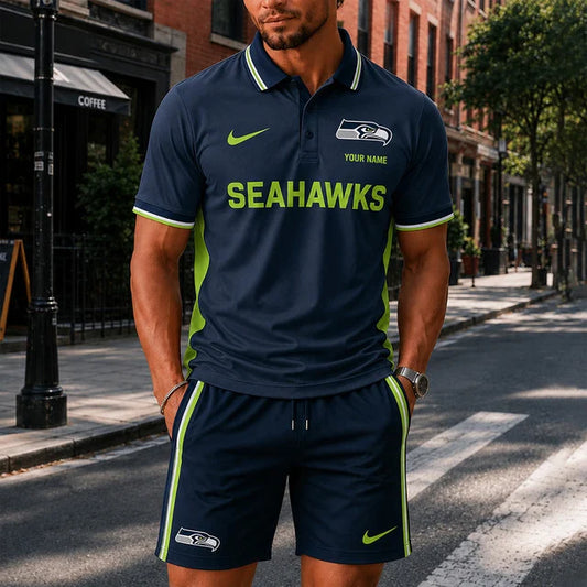 [SPECIAL OFFER] NEW CUSTOMIZED NFL06 SSH SEATTLE SEAHAWKS POLO SHIRT & SHORT PANTS