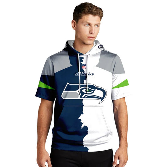 LIMITED EDITION - NEW CUSTOMIZED NFL06 SSH SEATTLE SEAHAWKS SHORT SLEEVE HOODIE T-SHIRT