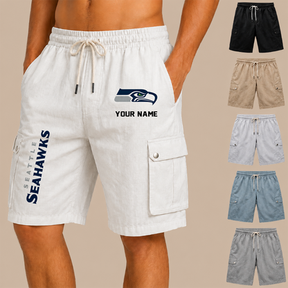 [SPECIAL OFFER] NEW CUSTOMIZED NFL06 SSH SEATTLE SEAHAWKS MEN'S DRAWSTRING CARGO SHORTS