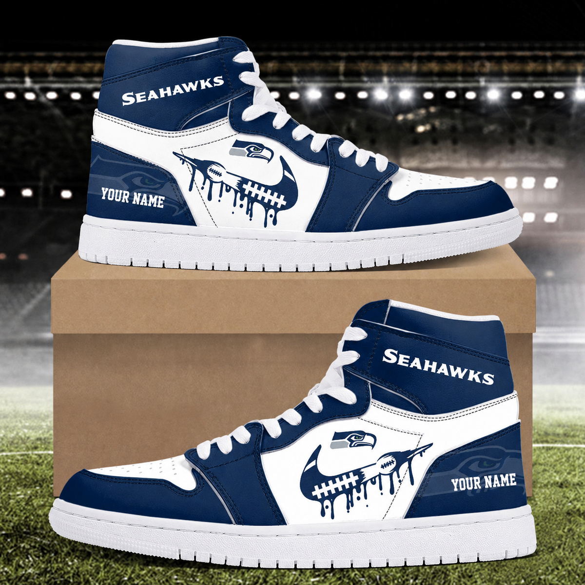 LIMITED EDITION - NEW CUSTOMIZED NFL06 SSH SEATTLE SEAHAWKS AIR JORDAN SNEAKERS