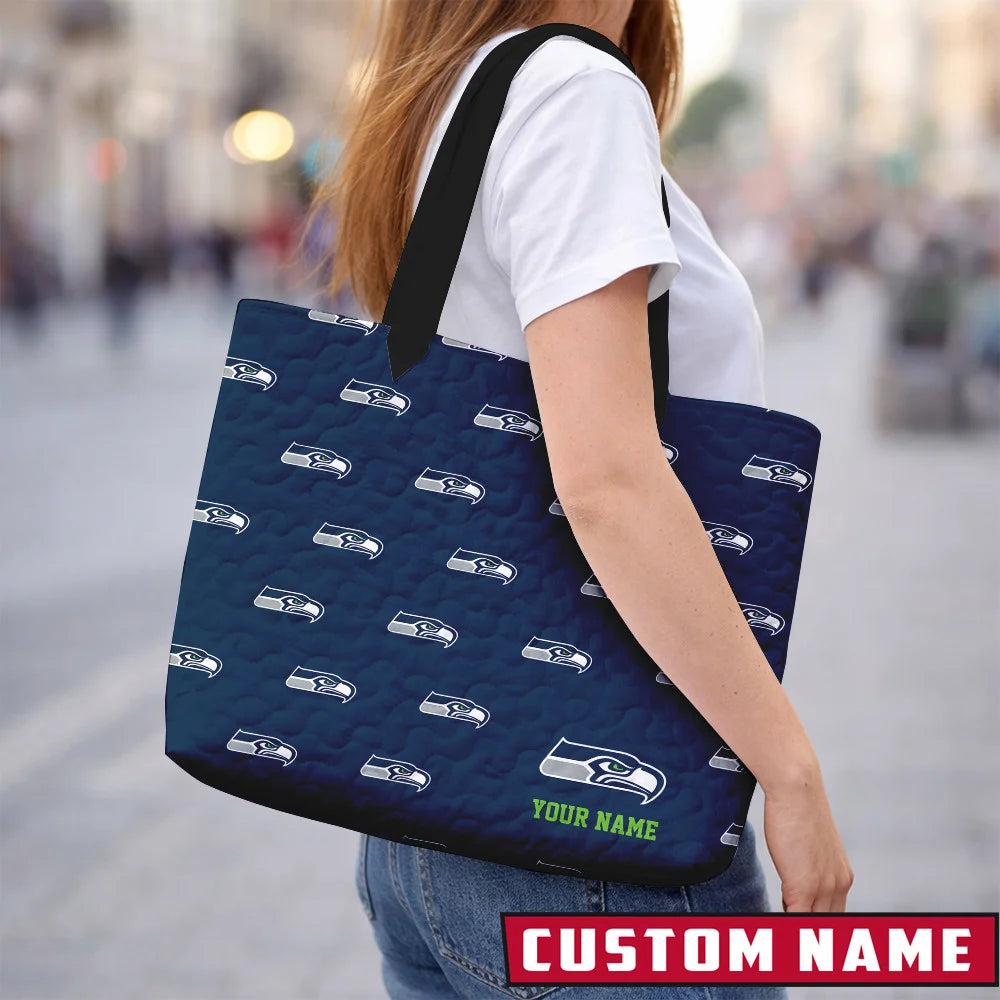 LIMITED EDITION - NEW CUSTOMIZED NFL06 SE SEAHAWKS QUILTED TOTE BAG