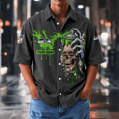 [SPECIAL OFFER] NEW CUSTOMIZED NFL06 SSH SEATTLE SEAHAWKS SEERSUCKER BUTTON SHIRT