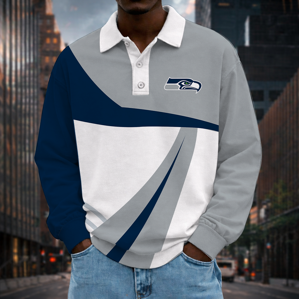 [SPECIAL OFFER] NEW CUSTOMIZED NFL06 SSH SEATTLE SEAHAWKS LONG SLEEVE POLO SHIRT
