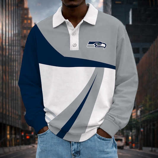 [SPECIAL OFFER] NEW CUSTOMIZED NFL06 SSH SEATTLE SEAHAWKS LONG SLEEVE POLO SHIRT