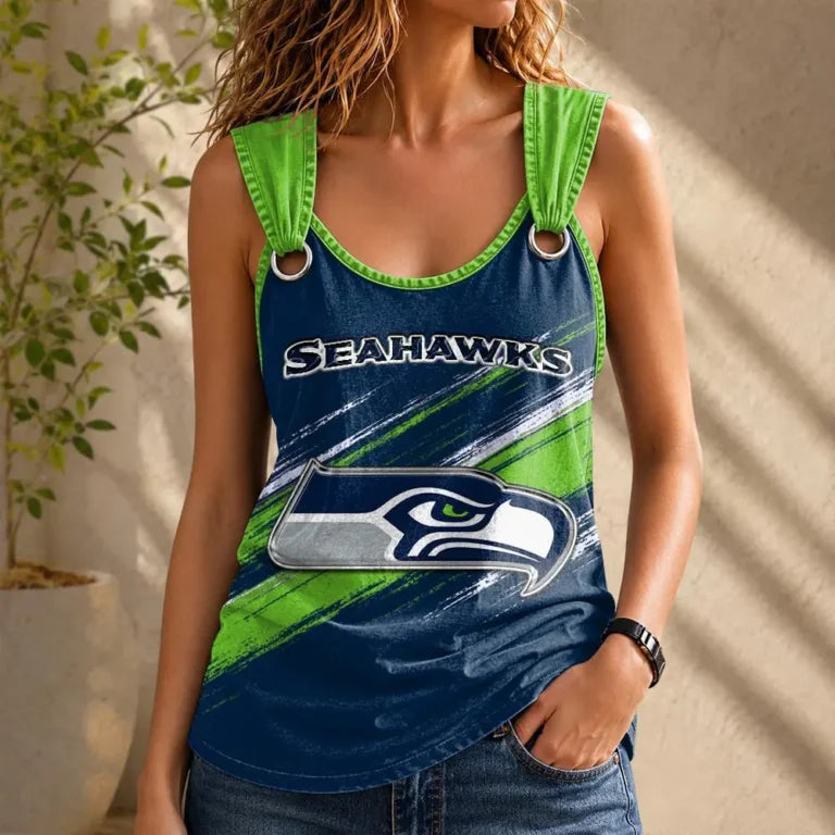 [SPECIAL OFFER] NEW CUSTOMIZED NFL06 SSH SEATTLE SEAHAWKS O-RING SHOULDER TANK TOP