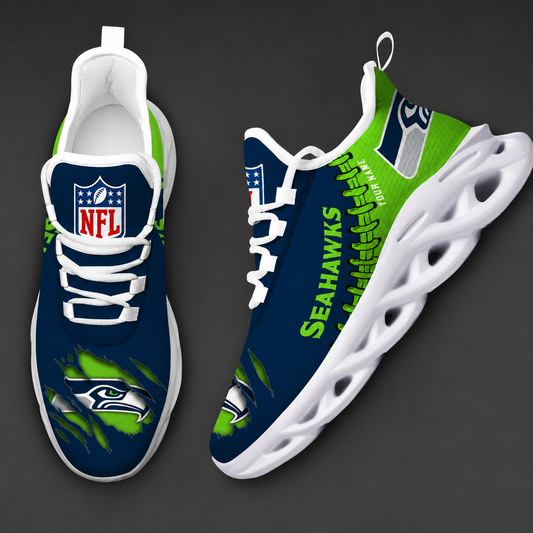 LIMITED EDITION - NEW CUSTOMIZED NFL06 SSH SEATTLE SEAHAWKS UNISEX MAX SOUL SHOES