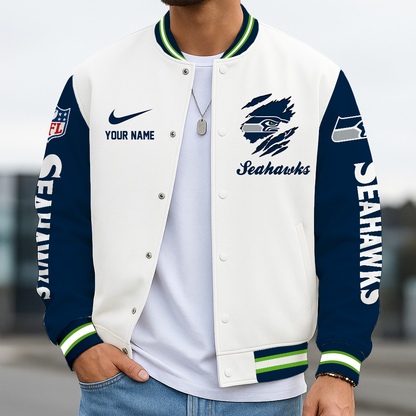 LIMITED EDITION - NEW CUSTOMIZED NFL06 SSH SEATTLE SEAHAWKS BASEBALL JACKET
