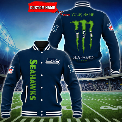 LIMITED EDITION - NEW CUSTOMIZED NFL06 SSH SEATTLE SEAHAWKS SATIN VARSITY & BASEBALL JACKET
