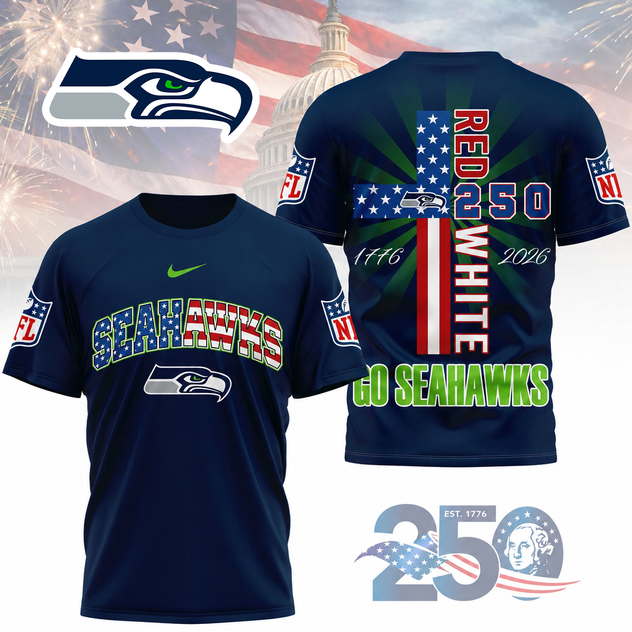 LIMITED EDITION - NEW CUSTOMIZED NFL06 SSH SEATTLE SEAHAWKS T-SHIRT, POLO SHIRT, ZIP POLO SHIRT, SWEATSHIRT, HOODIE & ZIP HOODIE