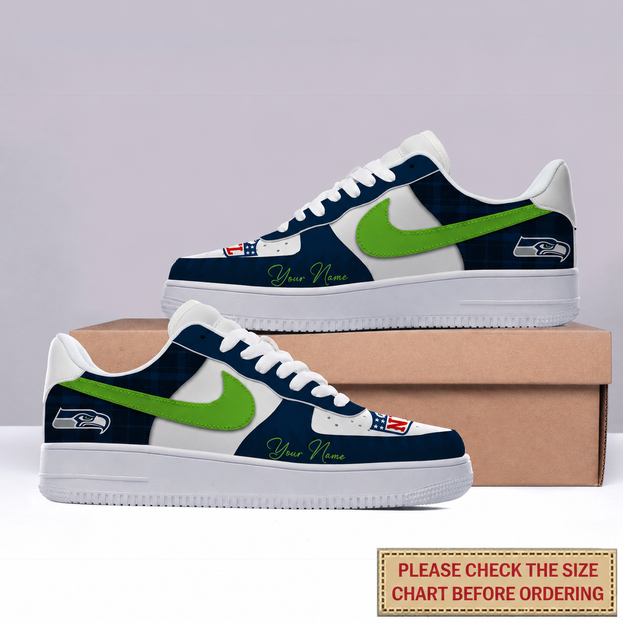 LIMITED EDITION - NEW CUSTOMIZED NFL06 SSH SEATTLE SEAHAWKS AF1 SHOES