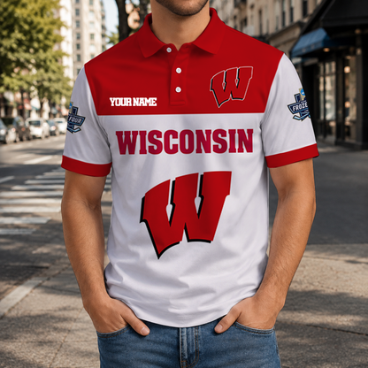EXCLUSIVE EDITION - NEW CUSTOMIZED NCAA MFF06 WSB WISCONSIN BADGERS POLO SHIRT, ZIP POLO SHIRT & T-SHIRTS