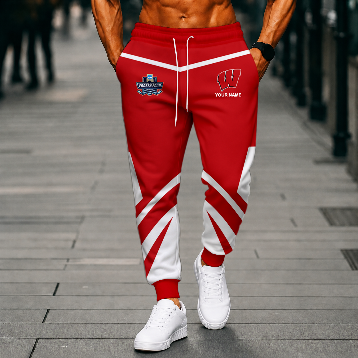LIMITED EDITION - NEW CUSTOMIZED NCAA MFF06 WSB WISCONSIN BADGERS SWEATPANTS