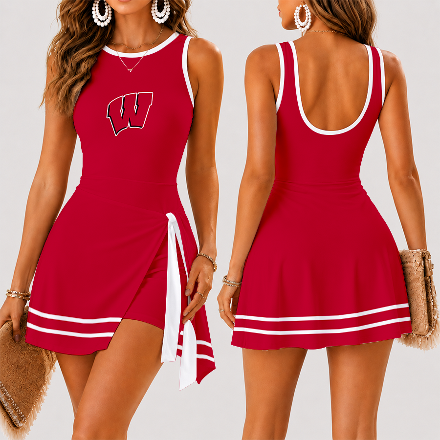 [FAN FAVORITE] NEW CUSTOMIZED NCAA MFF06 WSB WISCONSIN BADGERS WOMEN'S SUMMER SKORT DRESS