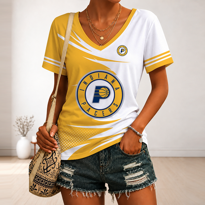 LIMITED EDITION - NEW CUSTOMIZED NBA06 IPA INDIANA PACERS V-NECK FEMALE SHIRT