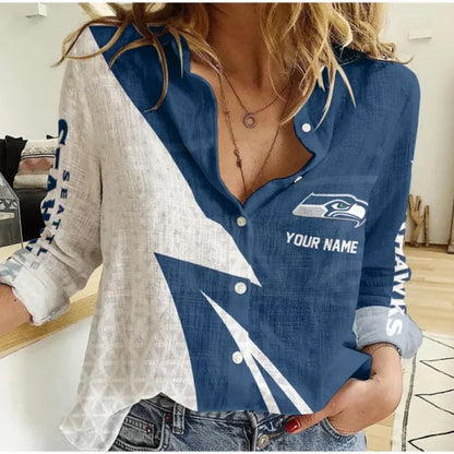 [SPECIAL OFFER] NEW CUSTOMIZED NFL06 SSH SEATTLE SEAHAWKS WOMEN CASUAL SHIRT