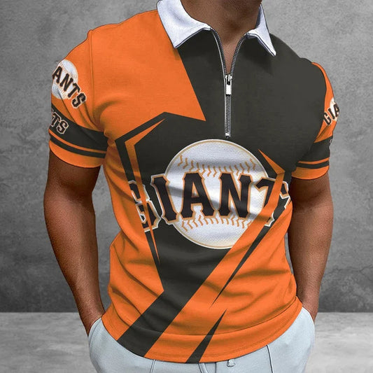 [FLASH SALE] NEW CUSTOMIZED MLB06 SFG SAN FRANCISCO GIANTS ZIP POLO SHIRT