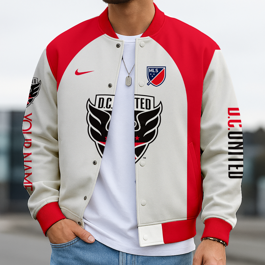 LIMITED EDITION - NEW CUSTOMIZED MLS06 DCU D.C. UNITED SATIN VARSITY & BASEBALL JACKET