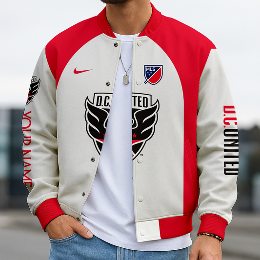 LIMITED EDITION - NEW CUSTOMIZED MLS06 DCU D.C. UNITED SATIN VARSITY & BASEBALL JACKET