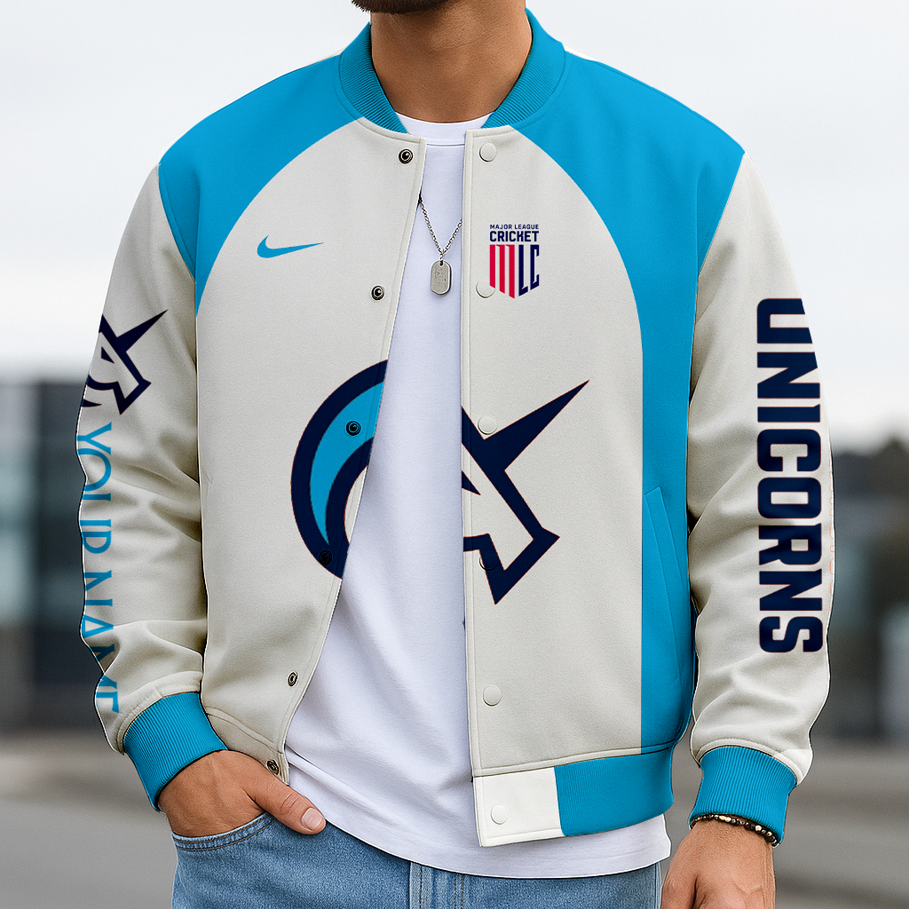 LIMITED EDITION - NEW CUSTOMIZED MLC06 SFU SAN FRANCISCO UNICORNS SATIN VARSITY & BASEBALL JACKET