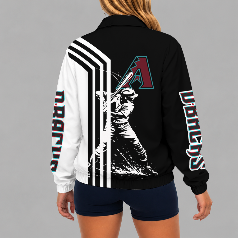 [FLASH SALE] NEW CUSTOMIZED MLB07 ADS ARIZONA DIAMONDBACKS V-NECK ZIPPER SWEATSHIRT JACKET