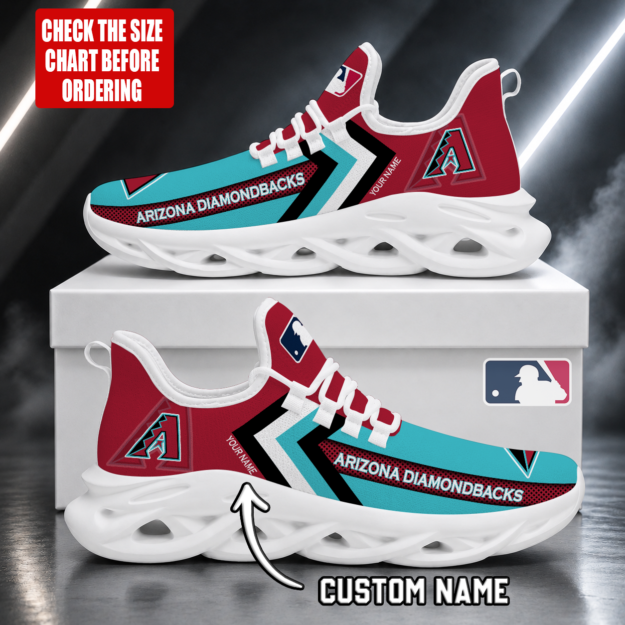 LIMITED EDITION - NEW CUSTOMIZED MLB07 ADS ARIZONA DIAMONDBACKS MAX SOUL SHOES