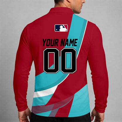 [FLASH SALE] NEW CUSTOMIZED MLB07 ADS ARIZONA DIAMONDBACKS MEN'S LONG SLEEVE POLO