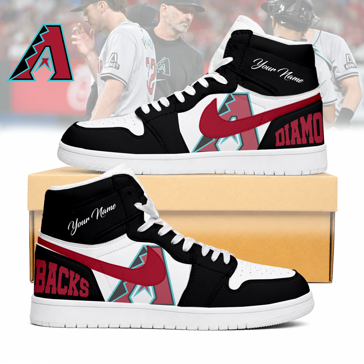 LIMITED EDITION - NEW CUSTOMIZED MLB07 ADS ARIZONA DIAMONDBACKS AIR JORDAN SNEAKERS