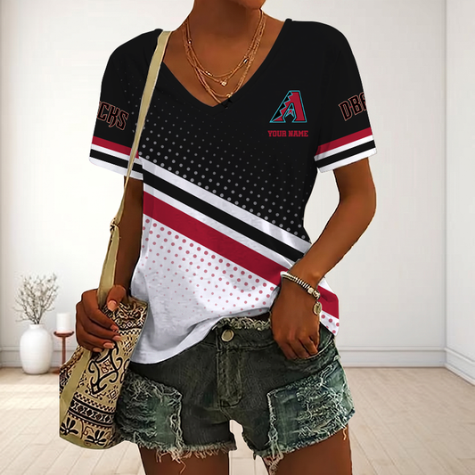 LIMITED EDITION - NEW CUSTOMIZED MLB07 ADS ARIZONA DIAMONDBACKS V-NECK FEMALE SHIRT