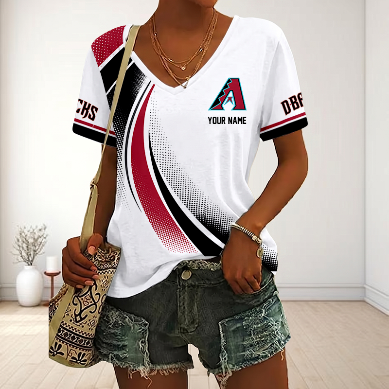 LIMITED EDITION - NEW CUSTOMIZED MLB07 ADS ARIZONA DIAMONDBACKS V-NECK FEMALE SHIRT