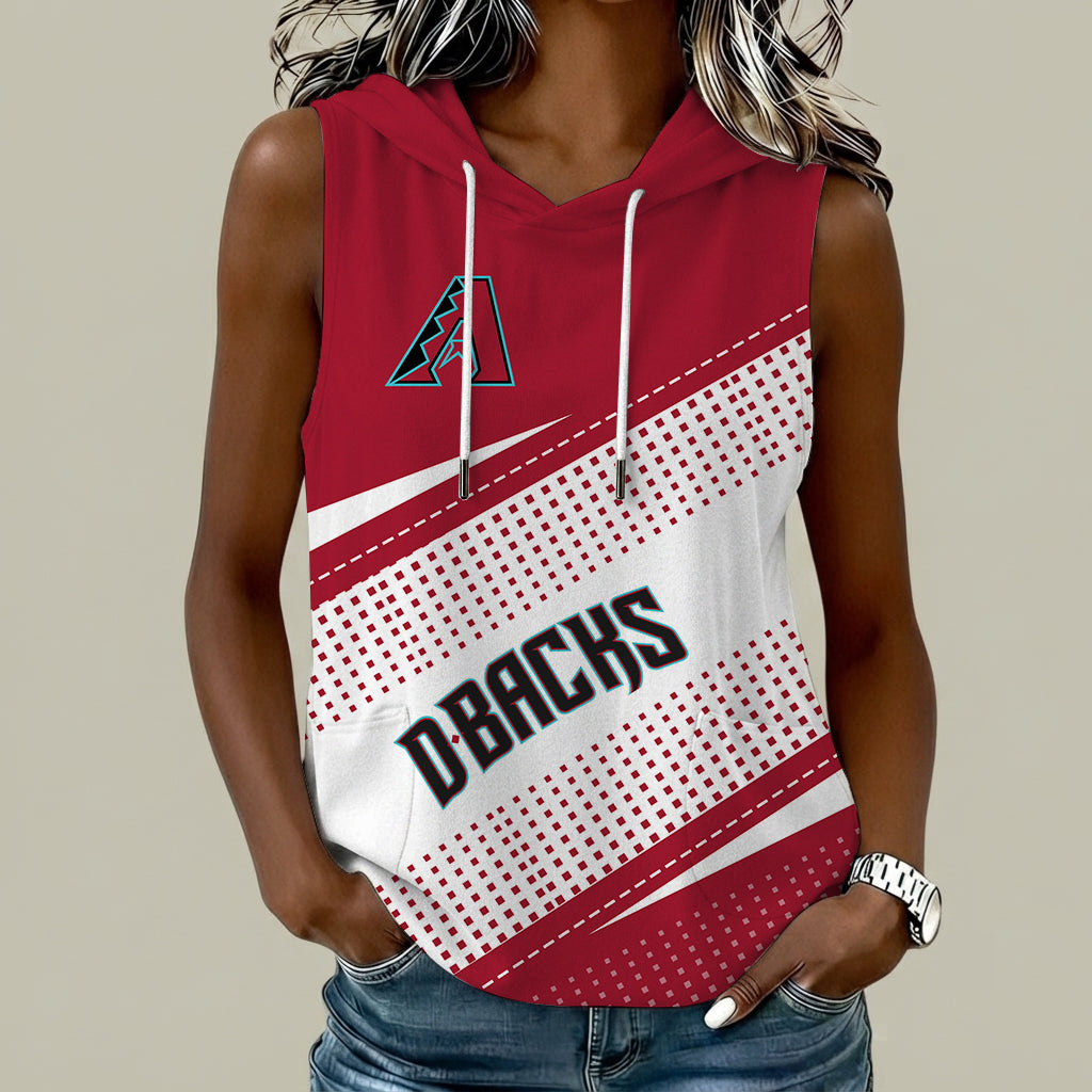 [FLASH SALE] NEW CUSTOMIZED MLB07 ADS ARIZONA DIAMONDBACKS WOMEN'S SLEEVELESS HOODED POCKET TANK TOP
