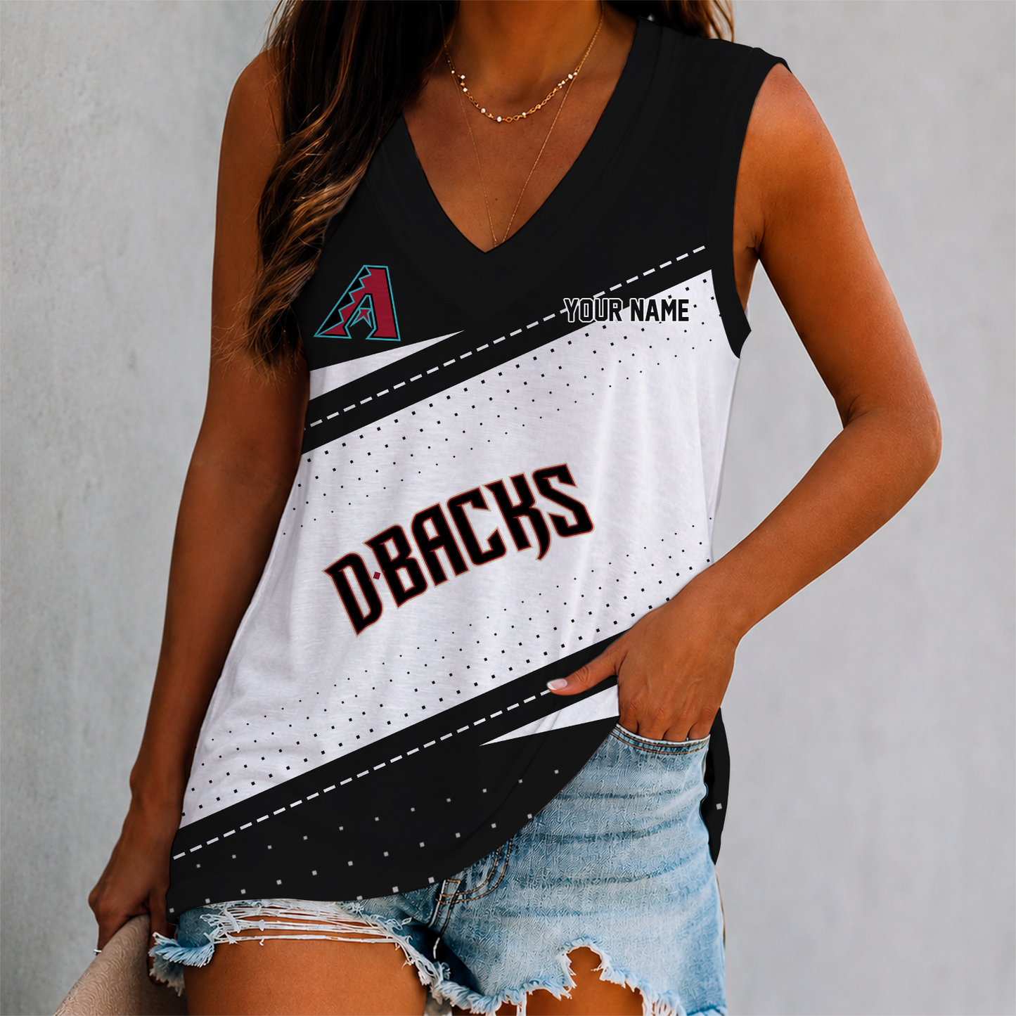 LIMITED EDITION - NEW CUSTOMIZED MLB07 ADS ARIZONA DIAMONDBACKS WOMEN'S V-NECK TANK TOP