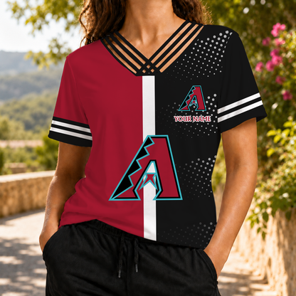 LIMITED EDITION - NEW CUSTOMIZED MLB07 ADS ARIZONA DIAMONDBACKS V-NECK SHIRT