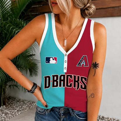[FLASH SALE] NEW CUSTOMIZED MLB07 ADS ARIZONA DIAMONDBACKS WOMEN'S V-NECK TANK TOP