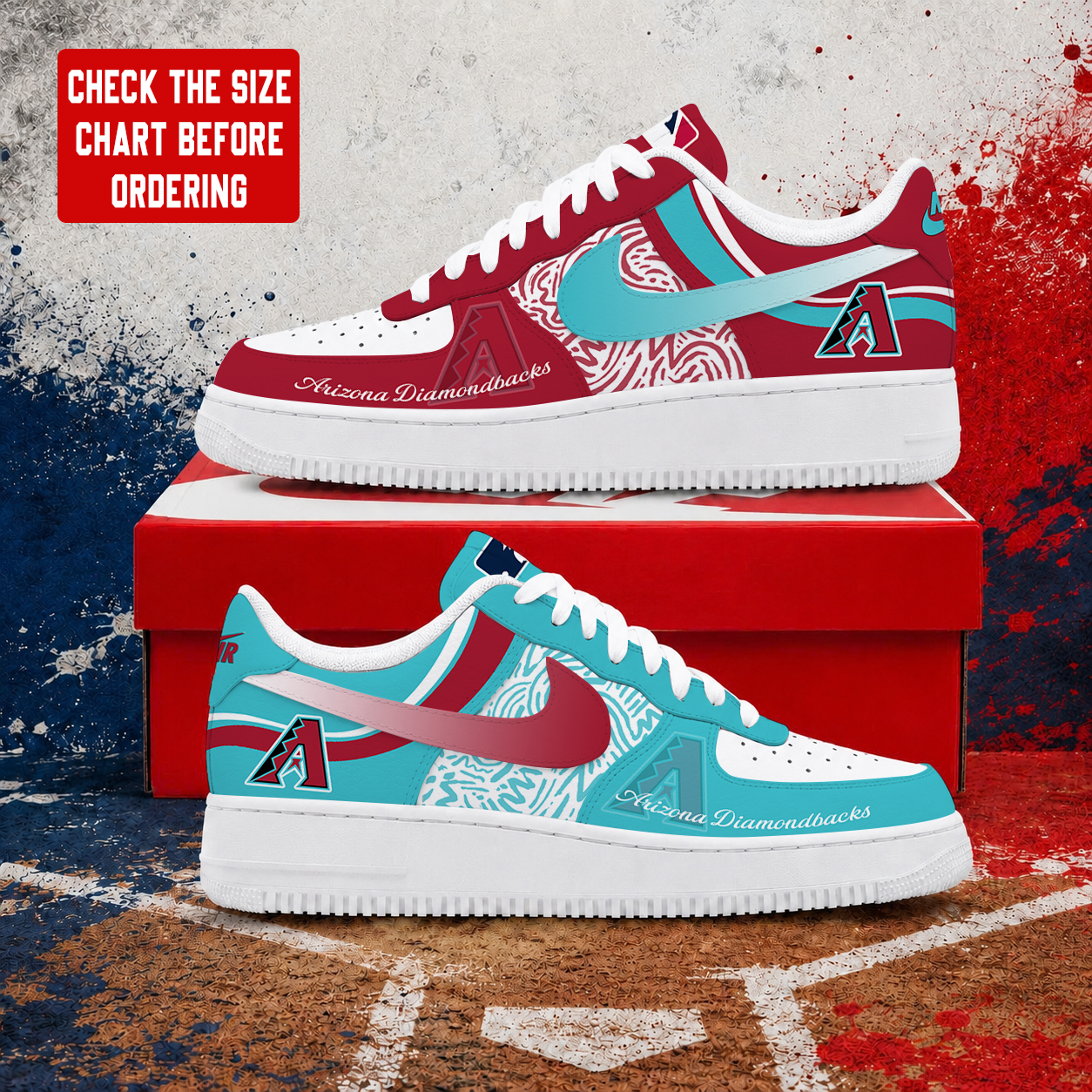 LIMITED EDITION - NEW CUSTOMIZED MLB07 ADS ARIZONA DIAMONDBACKS AF1 SHOES