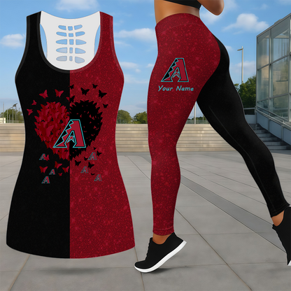 LIMITED EDITION - NEW CUSTOMIZED MLB07 ADS ARIZONA DIAMONDBACKS LEGGINGS & HOLLOW TANK TOP SET