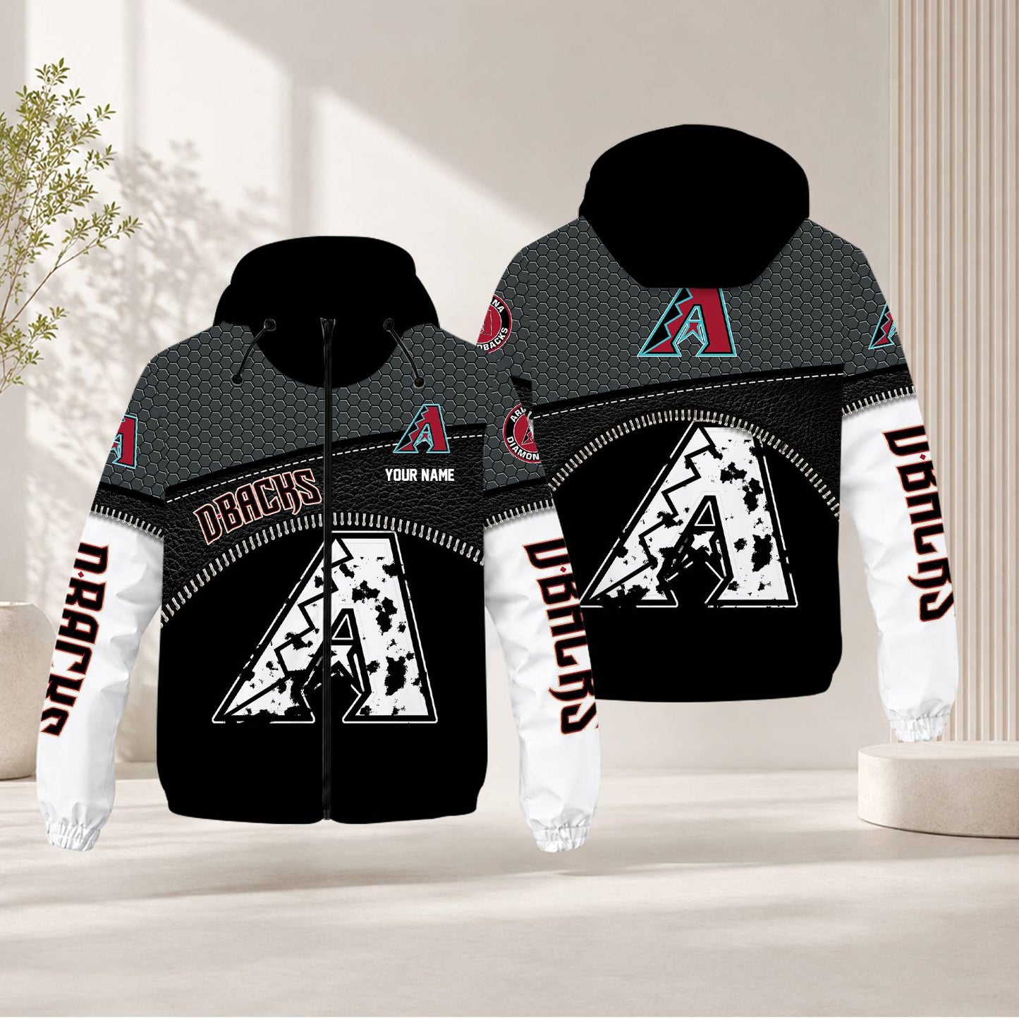 LIMITED EDITION - NEW CUSTOMIZED MLB07 ADS ARIZONA DIAMONDBACKS WINDBREAKER JACKET