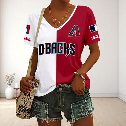 SPECIAL EDITION - NEW CUSTOMIZED MLB07 ADS ARIZONA DIAMONDBACKS V-NECK FEMALE SHIRT