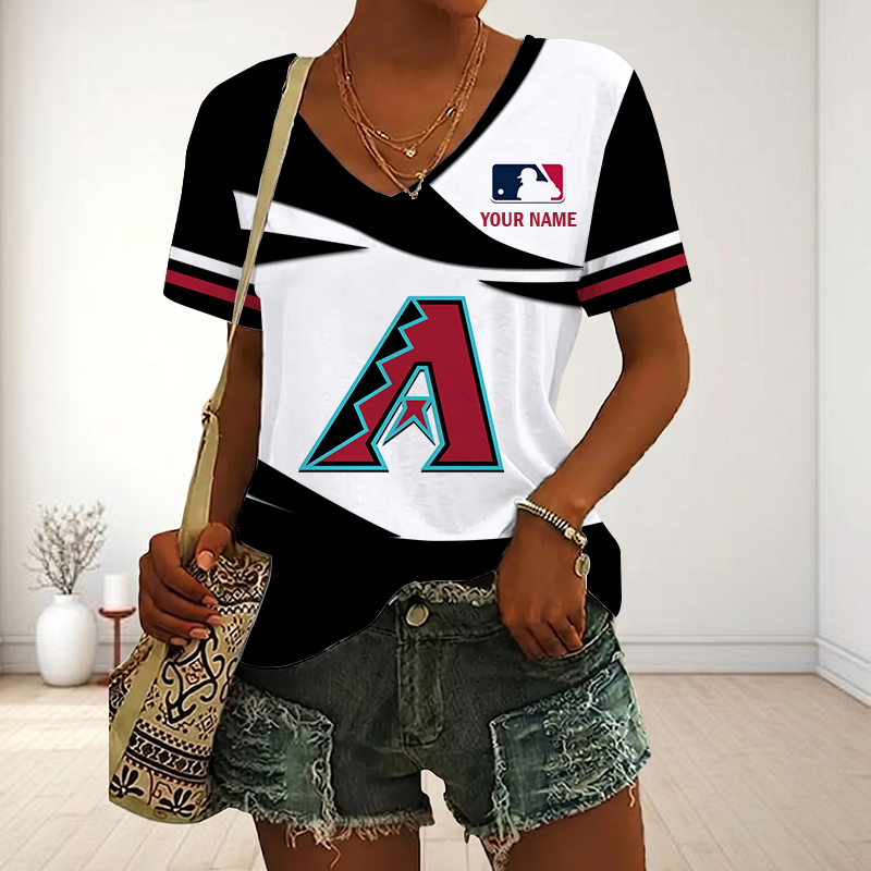 LIMITED EDITION - NEW CUSTOMIZED MLB07 ADS ARIZONA DIAMONDBACKS V-NECK FEMALE SHIRT