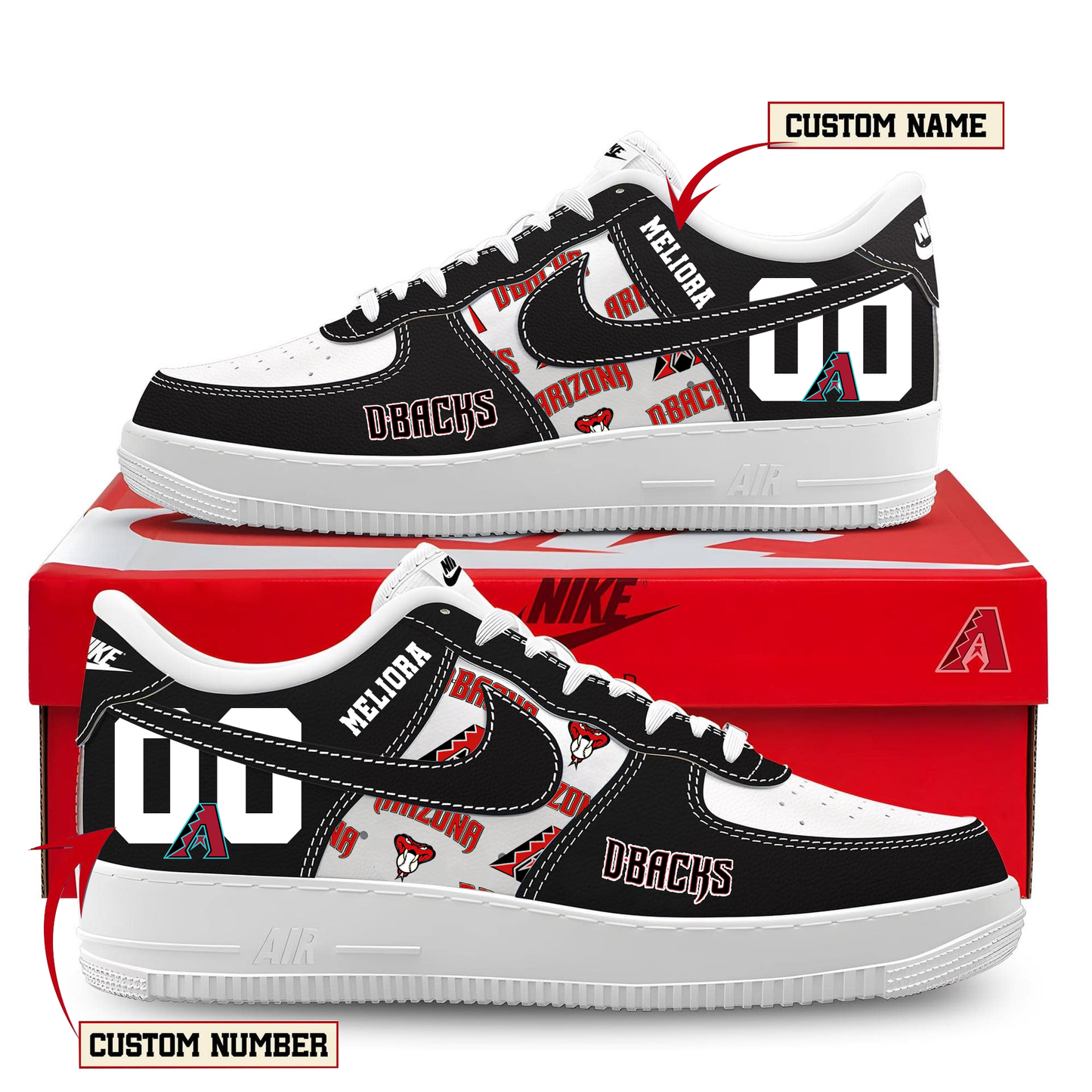 LIMITED EDITION - NEW CUSTOMIZED MLB07 ADS ARIZONA DIAMONDBACKS AF1 SHOES