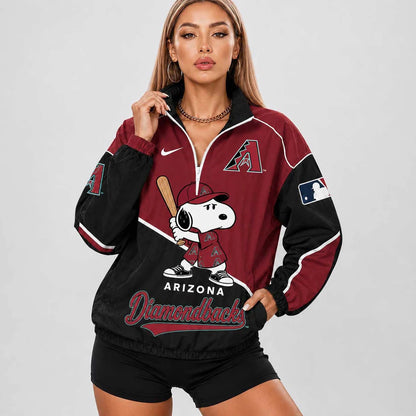 [FLASH SALE] NEW CUSTOMIZED MLB07 ADS ARIZONA DIAMONDBACKS V-NECK ZIPPER SWEATSHIRT JACKET