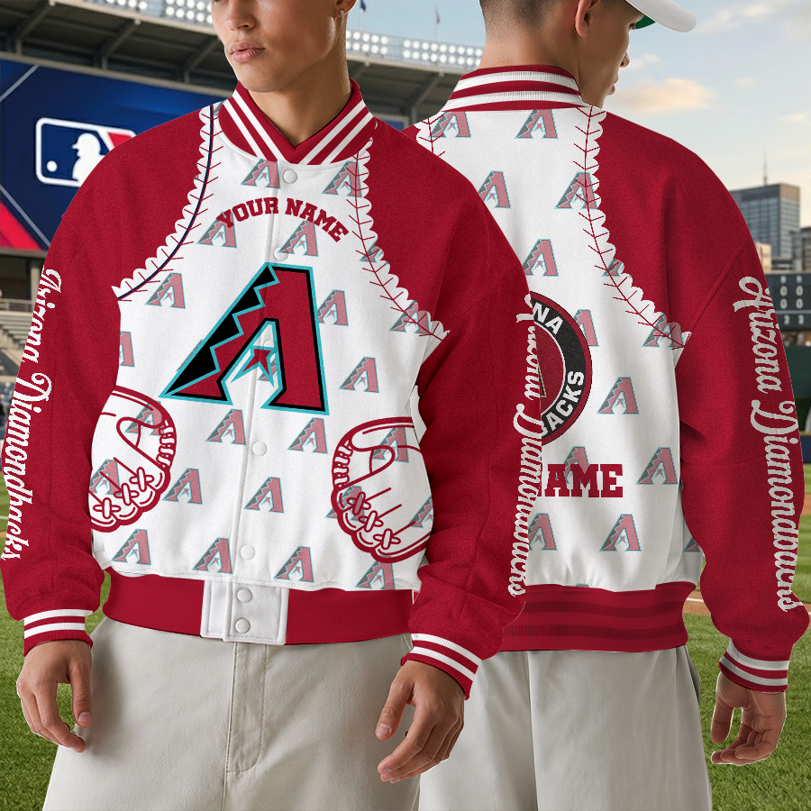LIMITED EDITION - NEW CUSTOMIZEDMLB07 ADS ARIZONA DIAMONDBACKS SATIN VARSITY & BASEBALL JACKET