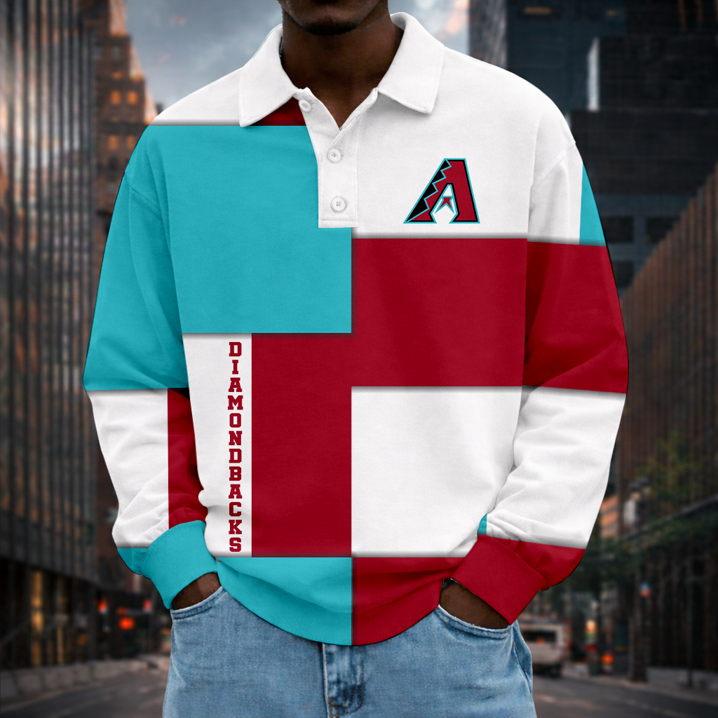 LIMITED EDITION - NEW CUSTOMIZED MLB07 ADS ARIZONA DIAMONDBACKS MEN LONG SLEEVE POLO