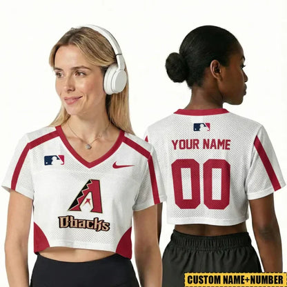 [FLASH SALE] NEW CUSTOMIZED MLB07 ADS ARIZONA DIAMONDBACKS V-NECK JERSEY CROP TOP