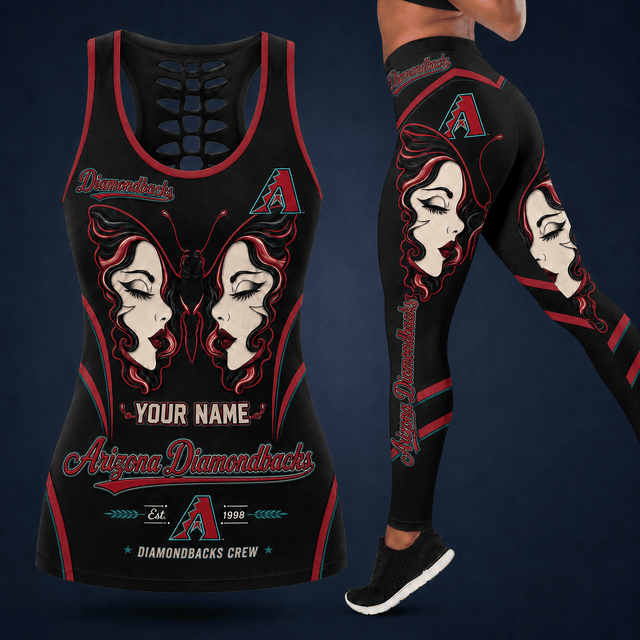 [FLASH SALE] NEW CUSTOMIZED MLB07 ADS ARIZONA DIAMONDBACKS HOLLOW TANK TOP & LEGGINGS SET